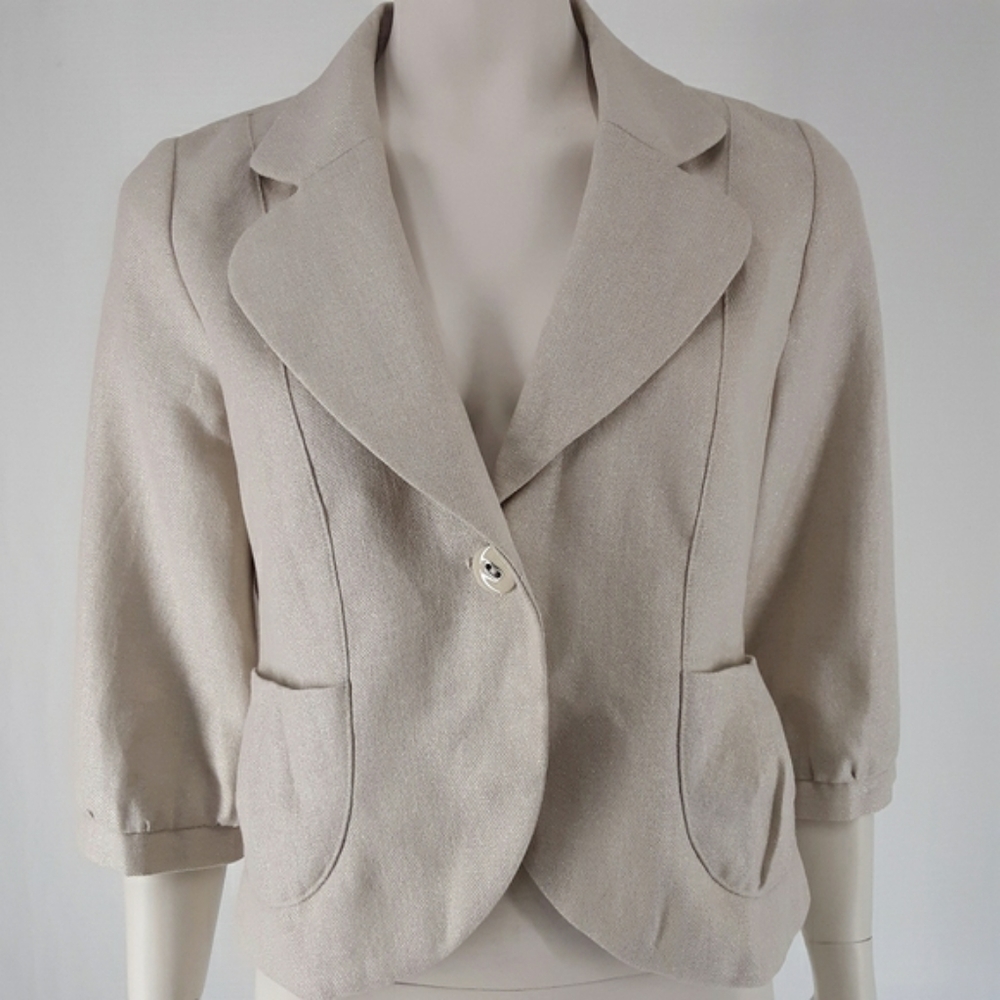 Loft | Cream Silver Crop Short Jacket